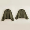 OLIVE SUEDE CROPPED BOMBER JACKET