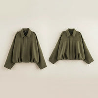 OLIVE SUEDE CROPPED BOMBER JACKET