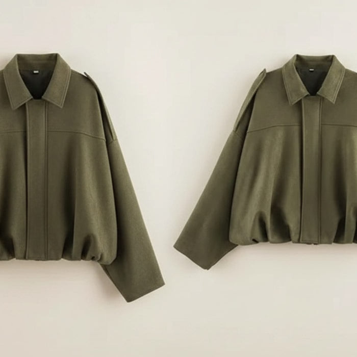 OLIVE SUEDE CROPPED BOMBER JACKET