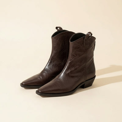 ESPRESSO CRINKLED WESTERN ANKLE BOOT