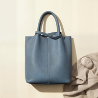 SLATE UNSTRUCTURED LEATHER TOTE