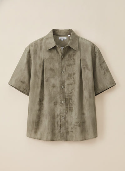 OLIVE SHIBORI CAMP SHIRT