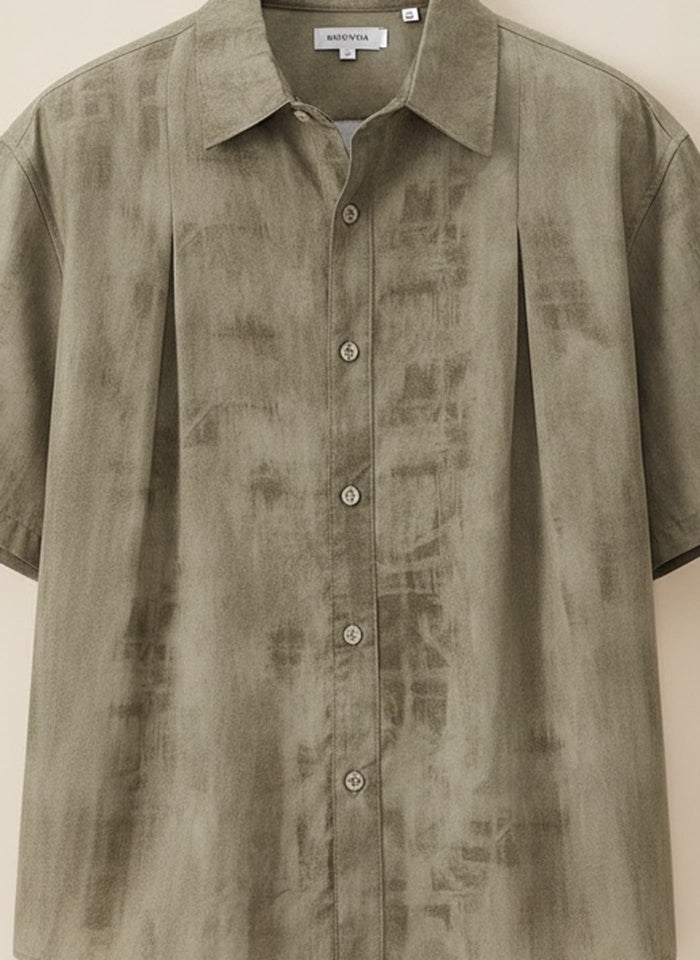 OLIVE SHIBORI CAMP SHIRT