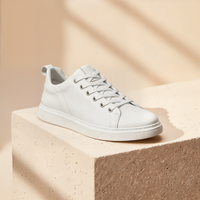 WHITE PEBBLED LEATHER COURT SNEAKER