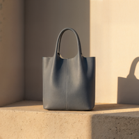 SLATE UNSTRUCTURED LEATHER TOTE