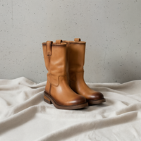 COGNAC BURNISHED SLOUCH ENGINEER BOOT