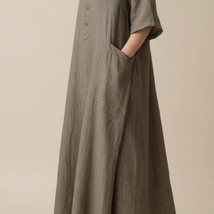 OLIVE LINEN SHIRT DRESS