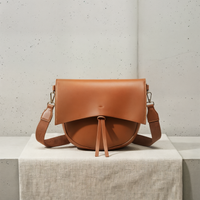 FOLDOVER TAN MESSENGER SHOULDER BAG
