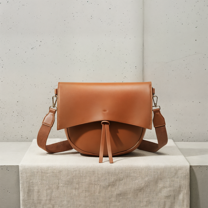 FOLDOVER TAN MESSENGER SHOULDER BAG
