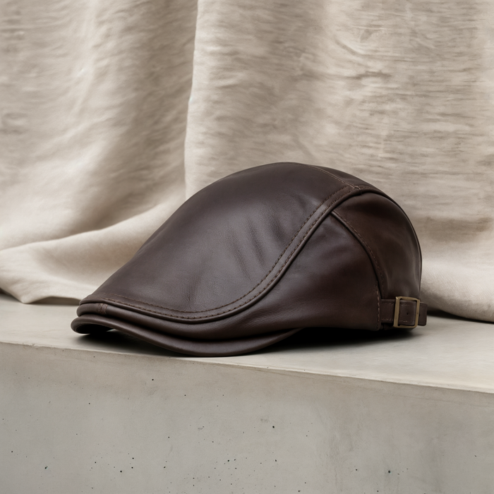 HERITAGE LEATHER NEWSBOY CAP