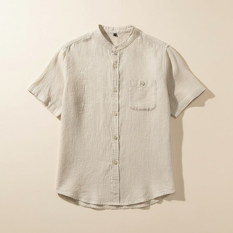 IVORY LINEN MANDARIN SHIRT