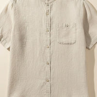IVORY LINEN MANDARIN SHIRT