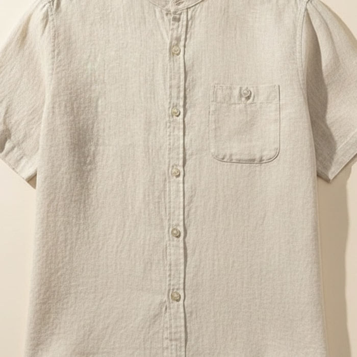 IVORY LINEN MANDARIN SHIRT