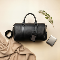 PEBBLED LEATHER WEEKEND HOLDALL