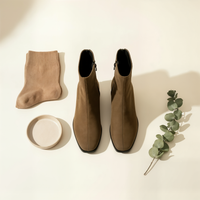 CAMEL SUEDE SQUARE ANKLE BOOT
