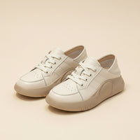 WHITE LEATHER PLATFORM COURT SNEAKER