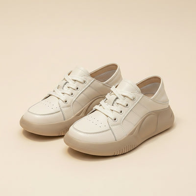 WHITE LEATHER PLATFORM COURT SNEAKER