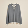 LAYERED HENLEY KNIT SWEATER