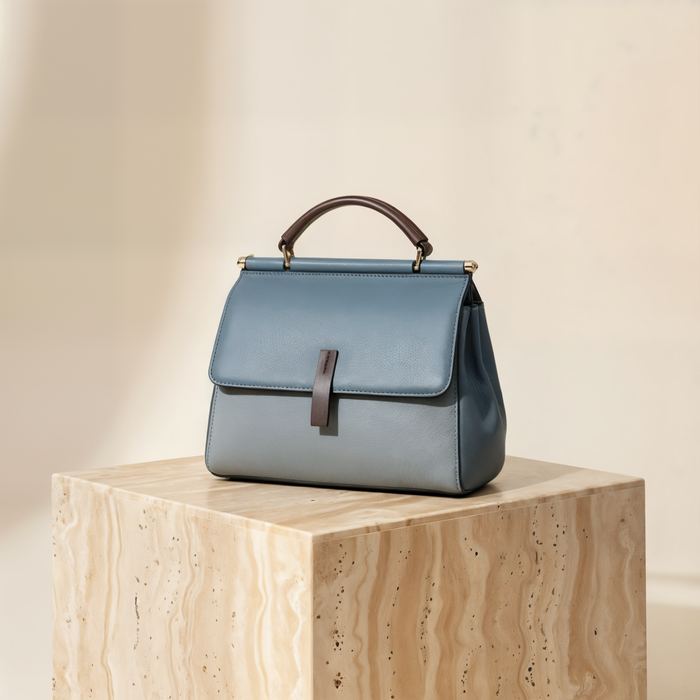 STRUCTURED TOP-HANDLE LEATHER SATCHEL