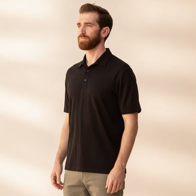 MERINO SHORT-SLEEVE POLO BLACK