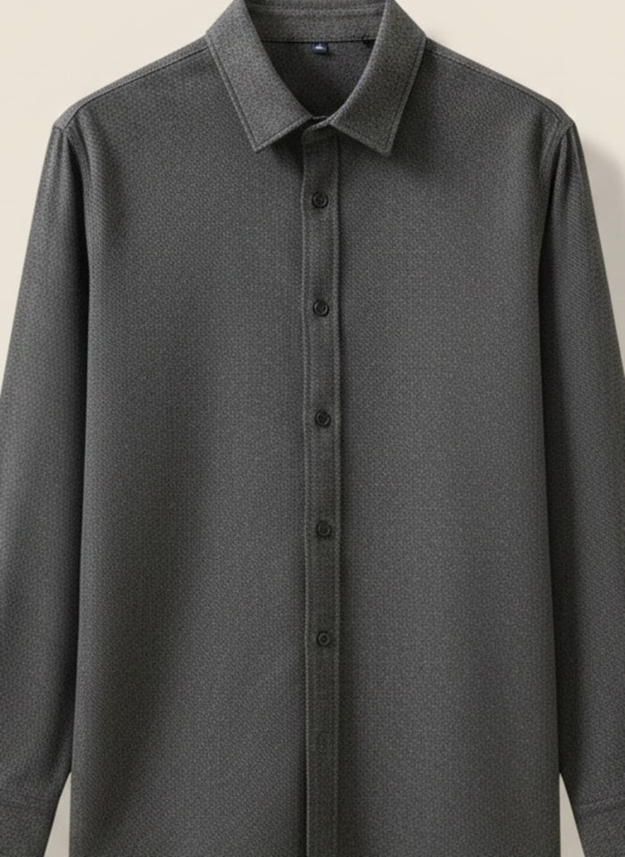 CHARCOAL WOOL BRUSHED OVERSHIRT