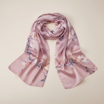 PAINTED MAGNOLIA SILK SCARF