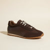 BROWN LEATHER PATCHWORK COURT SNEAKER