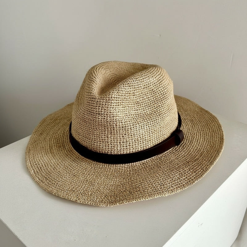 HAND-WOVEN RAFFIA FEDORA