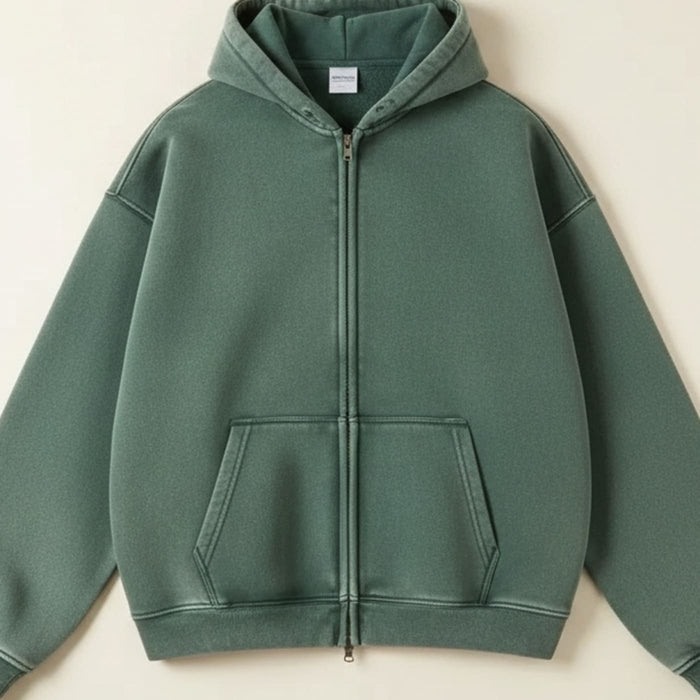 WASHED FLEECE ZIP HOODIE