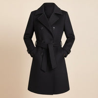 BELTED DOUBLE-BREASTED WOOL COAT