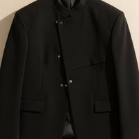 MANDARIN ASYMMETRIC STAND-COLLAR BLAZER