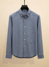SLATE LINEN-BLEND BUTTON-DOWN SHIRT
