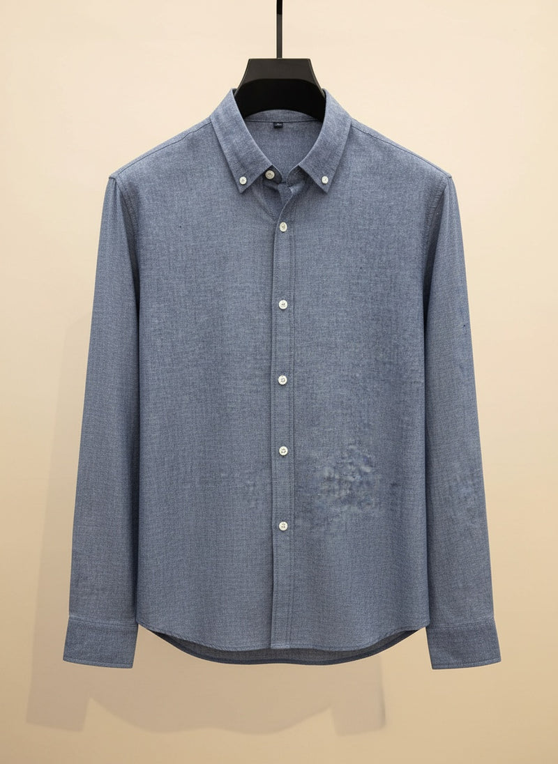 SLATE LINEN-BLEND BUTTON-DOWN SHIRT