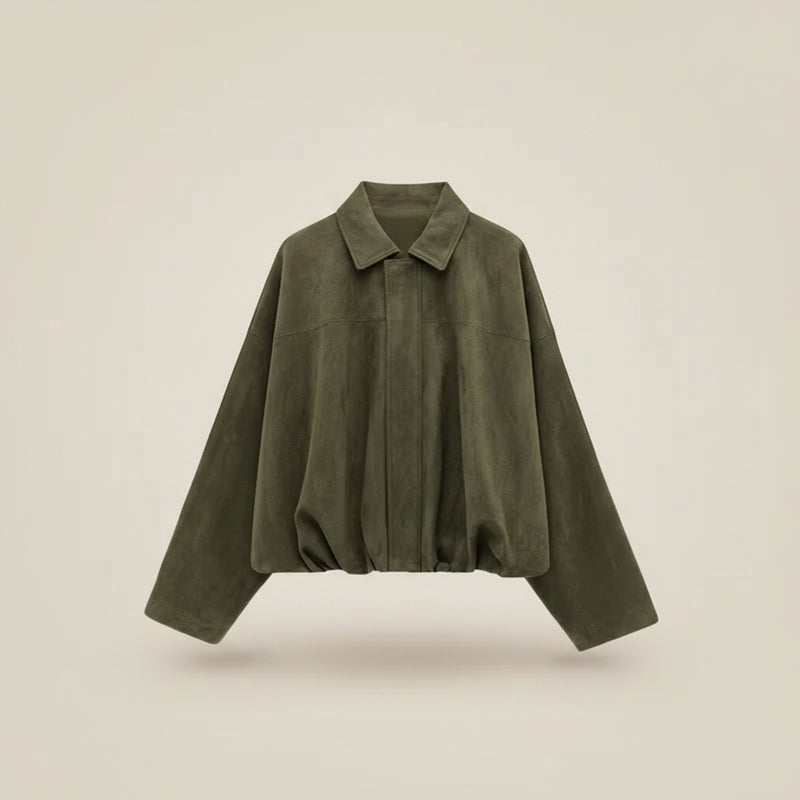 SUEDE BOMBER OVERSHIRT JACKET