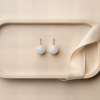 WHITE JADE ORB STUDS