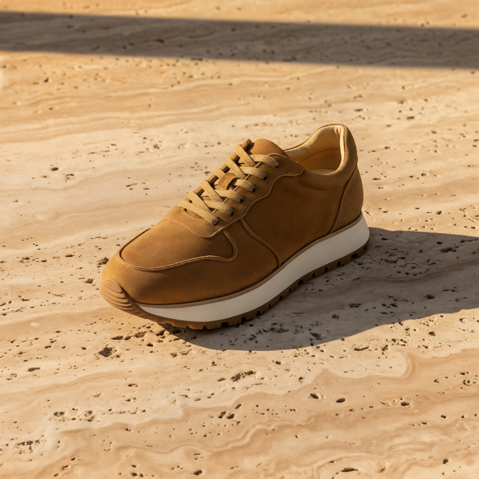 CAMEL SUEDE CHUNKY LOW TRAINER