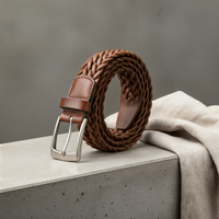 HAND-WOVEN LEATHER PIN BELT