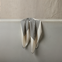 IVORY GRAPHIC STRIPE SILK SQUARE