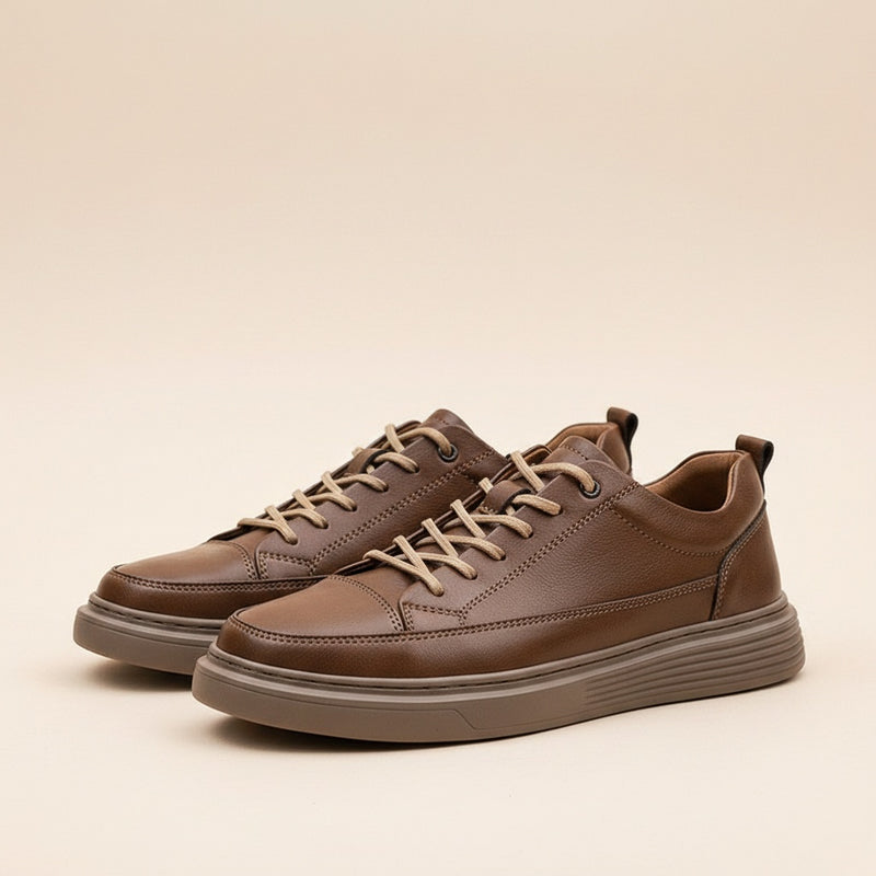 BROWN LEATHER COURT LOW SNEAKER