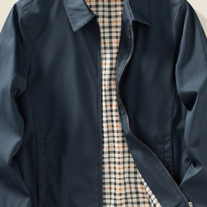 NAVY COTTON HARRINGTON JACKET