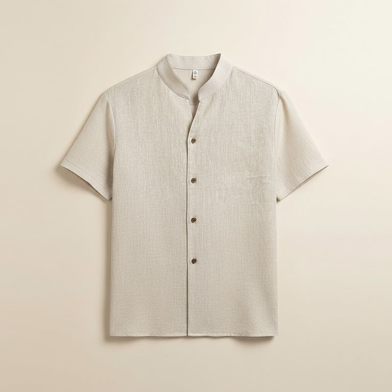 IVORY LINEN MANDARIN SHIRT