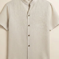 IVORY LINEN MANDARIN SHIRT