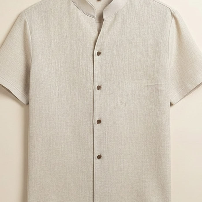 IVORY LINEN MANDARIN SHIRT