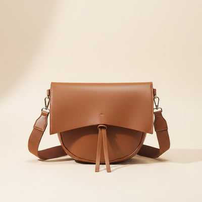 FOLDOVER TAN MESSENGER SHOULDER BAG