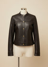 CROPPED LAMBSKIN COLLARLESS JACKET