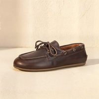 WOMENS BROWN LEATHER MOCCASIN FLAT