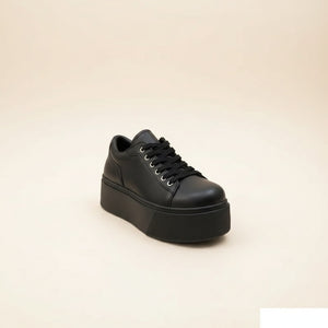 SCULPTED PLATFORM LEATHER SNEAKER