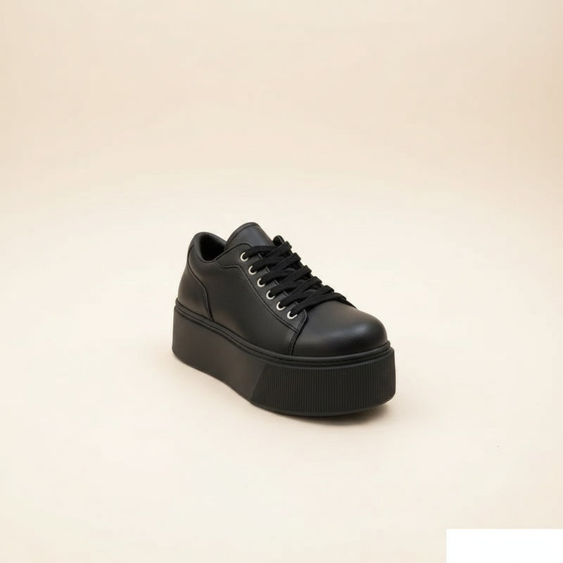 SCULPTED PLATFORM LEATHER SNEAKER