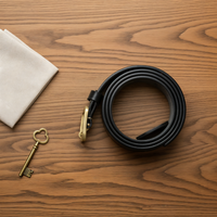 POLISHED BLACK LEATHER DRESS BELT