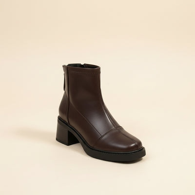 ESPRESSO SQUARE-TOE BLOCK HEEL BOOT